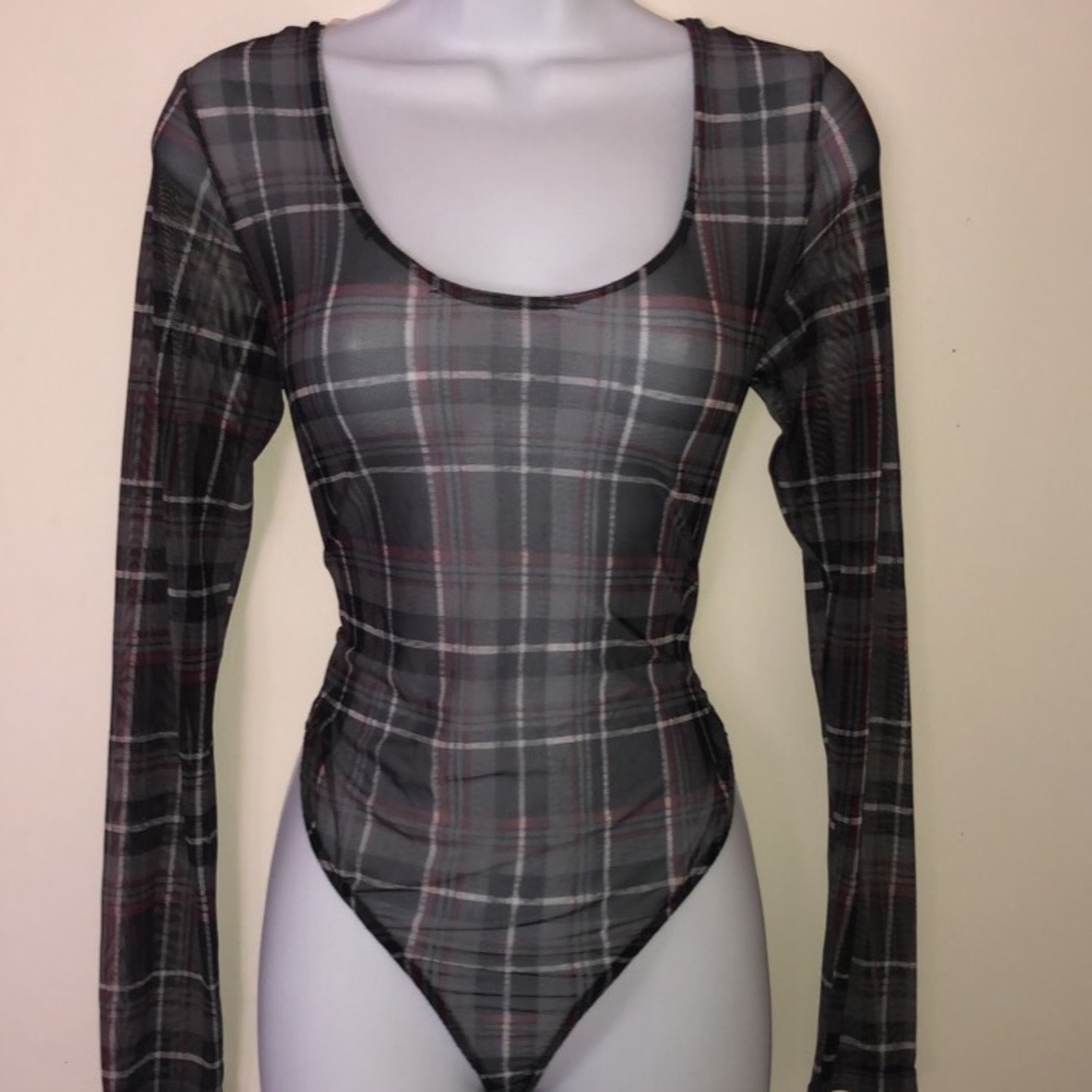 Mesh long sleeve bodysuit